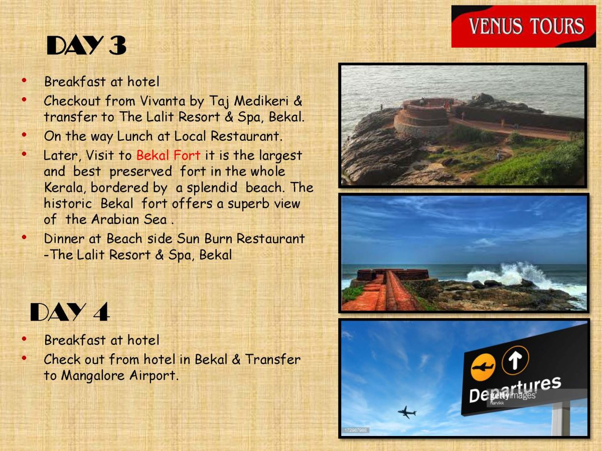 ITINERARY-COORG + BEKAL(GRP - 01)